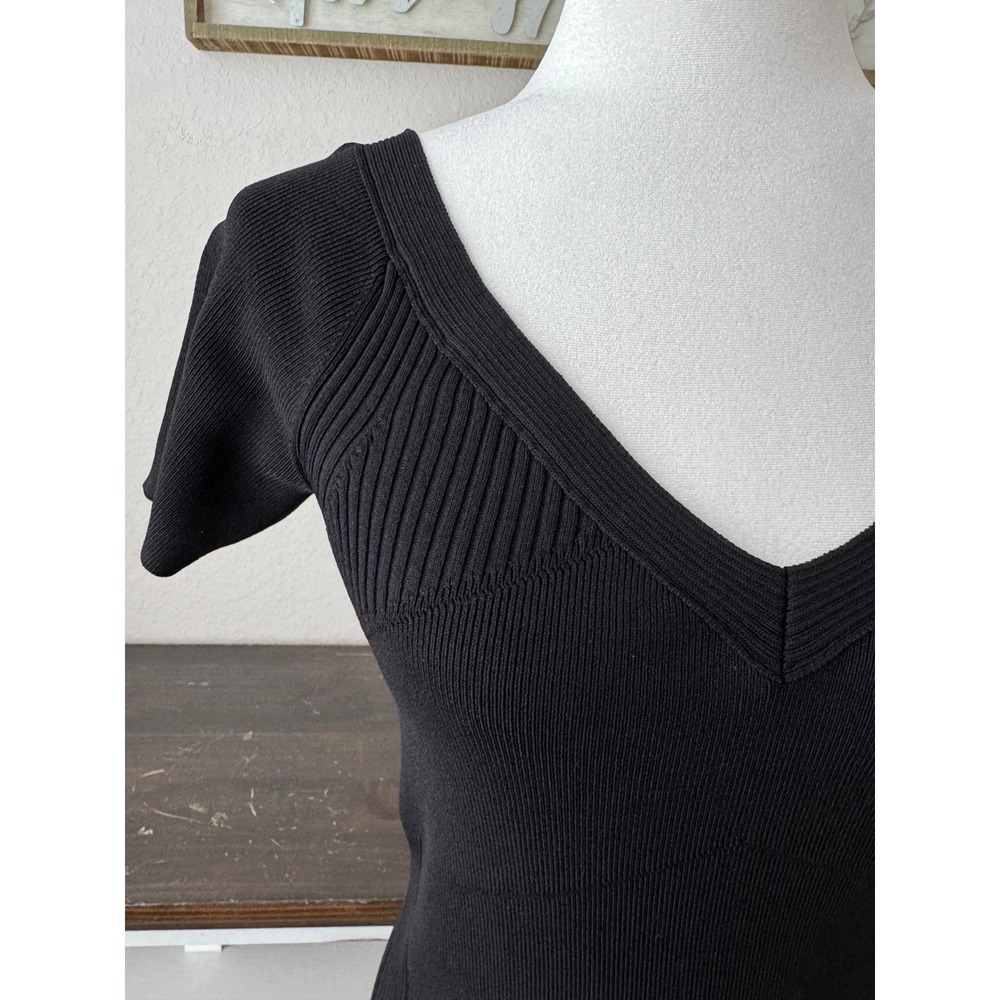 REISS Rosina Knitted Short Sleeve Top Ribbed Size M